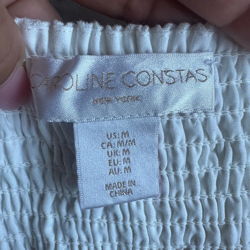 Caroline Constas Embroidered Linen Romper - Mediterranean Food Print - Size M. - Picture 5 of 17